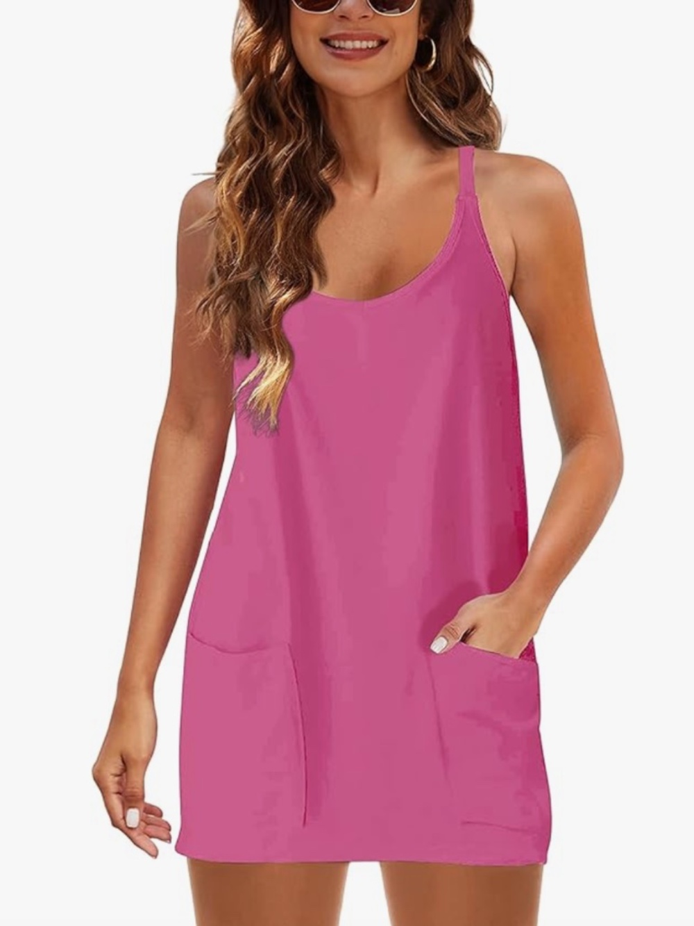 Athletic Spaghetti Strap Tennis Dress in Pink